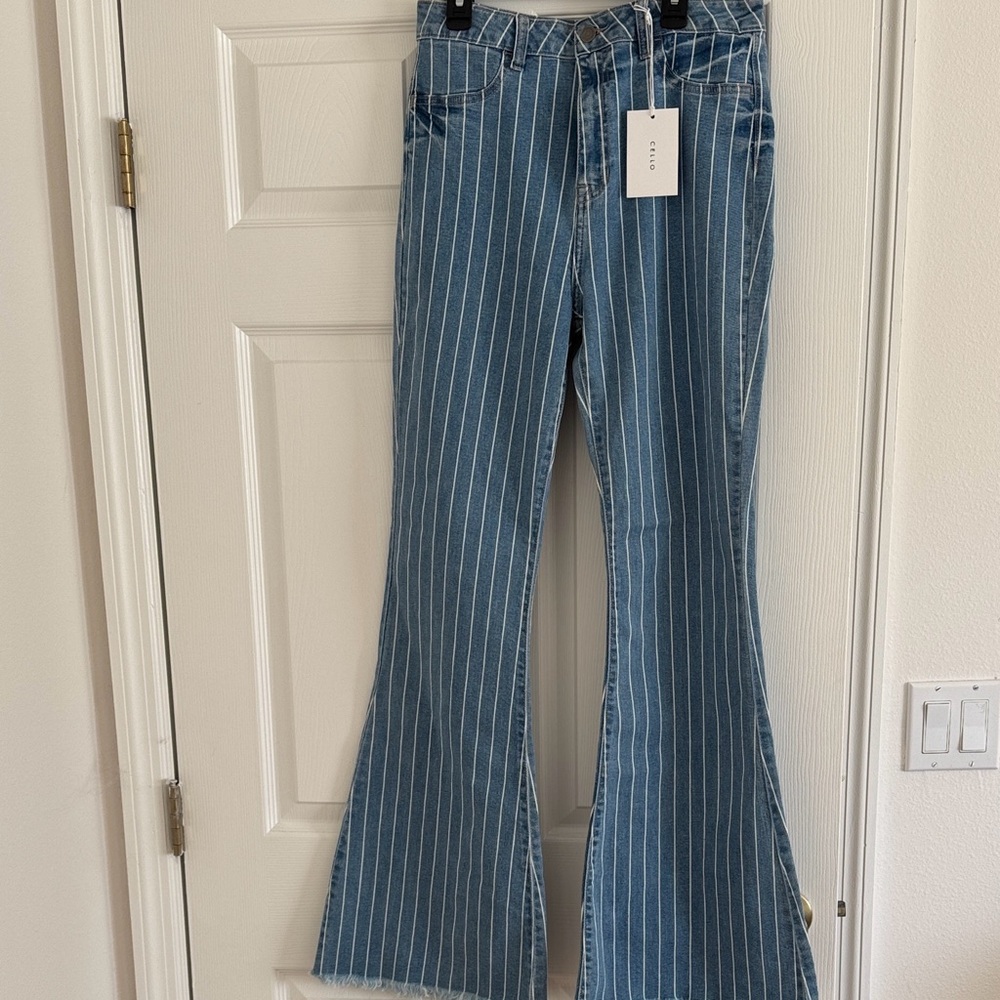 Cello Denim Striped Flare Jeans